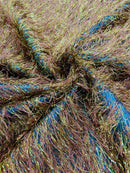 Shaggy Jacquard Faux Ostrich/Eye Lash Feathers Fringe With Metallic Thread (By The Yard) - New Creations Fabric & Foam Inc
