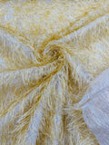 Shaggy Jacquard Faux Ostrich/Eye Lash Feathers Fringe With Metallic Thread (By The Yard) - New Creations Fabric & Foam Inc