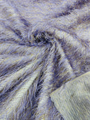 Shaggy Jacquard Faux Ostrich/Eye Lash Feathers Fringe With Metallic Thread (By The Yard) - New Creations Fabric & Foam Inc