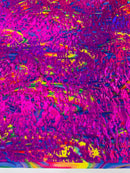 Splatter Foil Paint Metallic Print on a 4 - way Stretch Tie Dye Nylon Spandex | New Creations Fabric & Foam Inc. - New Creations Fabric & Foam Inc