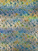 Splatter Foil Paint Metallic Print on a 4 - way Stretch Tie Dye Nylon Spandex | New Creations Fabric & Foam Inc. - New Creations Fabric & Foam Inc