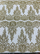 Trim Glitter Damask Design On A Mesh Lace 58" Wide| New Creations Fabric & Foam Inc. - New Creations Fabric & Foam Inc