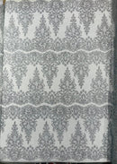 Trim Glitter Damask Design On A Mesh Lace 58" Wide| New Creations Fabric & Foam Inc. - New Creations Fabric & Foam Inc
