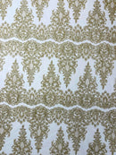 Trim Glitter Damask Design On A Mesh Lace 58" Wide| New Creations Fabric & Foam Inc. - New Creations Fabric & Foam Inc