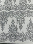 Trim Glitter Damask Design On A Mesh Lace 58" Wide| New Creations Fabric & Foam Inc. - New Creations Fabric & Foam Inc