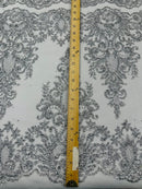 Trim Glitter Damask Design On A Mesh Lace 58" Wide| New Creations Fabric & Foam Inc. - New Creations Fabric & Foam Inc