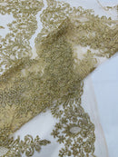 Trim Glitter Damask Design On A Mesh Lace 58" Wide| New Creations Fabric & Foam Inc. - New Creations Fabric & Foam Inc