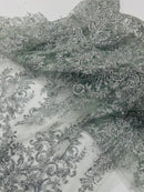 Trim Glitter Damask Design On A Mesh Lace 58" Wide| New Creations Fabric & Foam Inc. - New Creations Fabric & Foam Inc