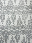 Trim Glitter Damask Design On A Mesh Lace 58" Wide| New Creations Fabric & Foam Inc. - New Creations Fabric & Foam Inc