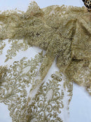 Trim Glitter Damask Design On A Mesh Lace 58" Wide| New Creations Fabric & Foam Inc. - New Creations Fabric & Foam Inc