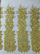VEGAS BEADED FEATHER DESIGN ON MESH FABRIC (BY PANEL) - New Creations Fabric & Foam Inc