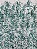 Vine Glitter Design On A Mesh Lace Fabric/Prom - New Creations Fabric & Foam Inc