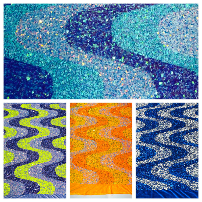 WAVE SEQUIN VELVET FABRIC (By The Yard)