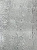White/Silver - Rectangular Metallic Cross Brocade Jacquard Satin Tablecloth Overlay/Religious Brocade/Liturgical Fabric/Church. - New Creations Fabric & Foam Inc