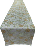 12" Wide x 90" Long Metallic Embroidery Lace Table Runner Wedding Decoration - New Creations Fabric & Foam Inc