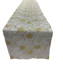 12" Wide x 90" Long Metallic Embroidery Lace Table Runner Wedding Decoration - New Creations Fabric & Foam Inc