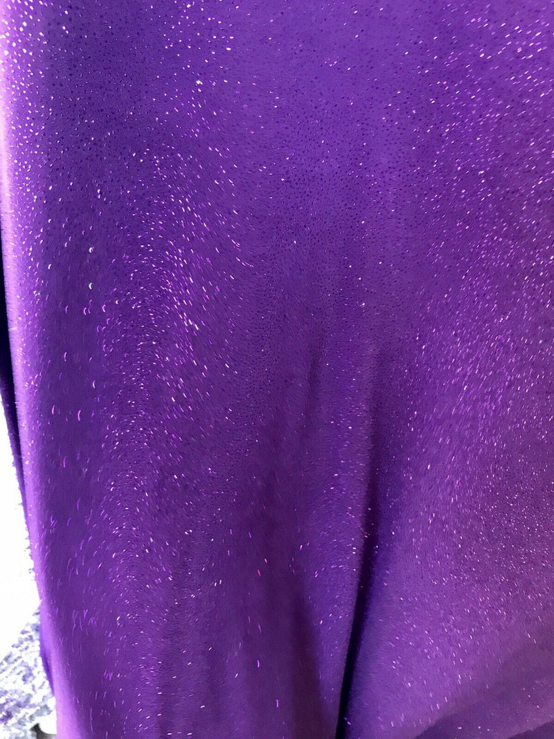 Purple Stretch Velvet With Glitter 59" Wide-Selena Fabric Sold By The Yard.
