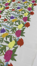 Maria multi color Mexican Sarape floral design embroider on a mesh lace-sold by the yard.