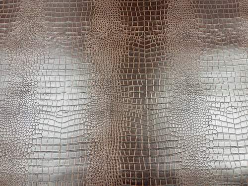 Coffe Vinyl Fabric Gator Fake Leather Upholstery, 3-D Crocodile Skin Texture Faux Leather PVC By The Yard (Pick a Size)