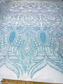 ROYALTY SEQUIN DAMASK ON STRETCH MESH FABRIC (By The Yard)