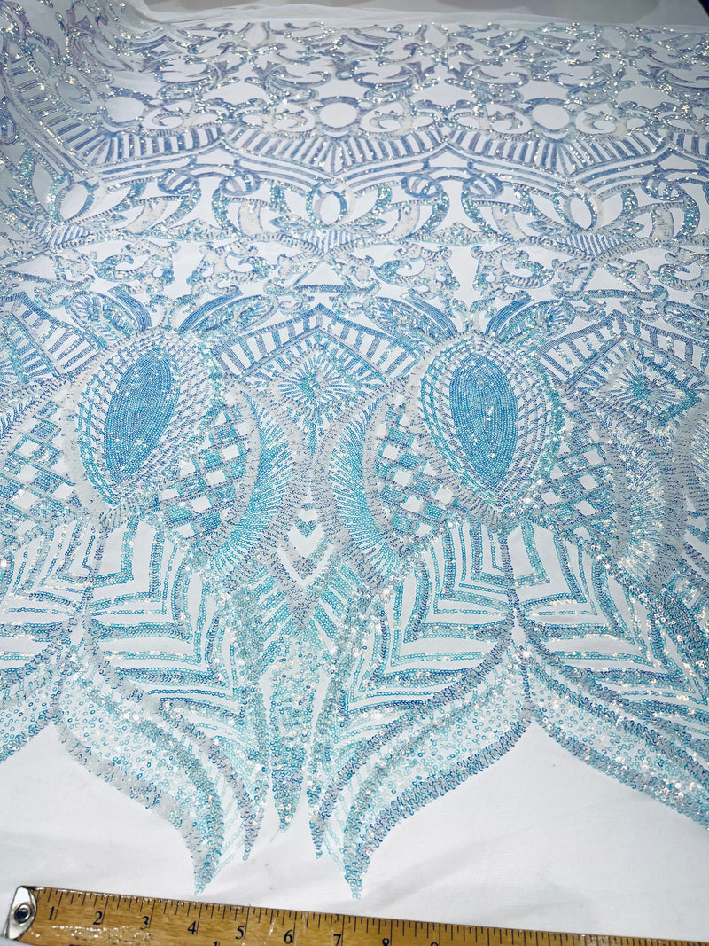 New Creations Fabric & Foam Inc, 40/45 Wide Iridescent Translucent Crushed  Shimmer Organza Fabric, Sells by The Yard (Aqua)