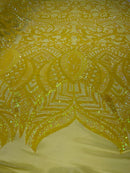 ROYALTY SEQUIN DAMASK ON STRETCH MESH FABRIC (By The Yard)