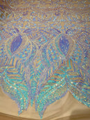 ROYALTY SEQUIN DAMASK ON STRETCH MESH FABRIC (By The Yard)