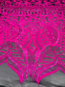 ROYALTY SEQUIN DAMASK ON STRETCH MESH FABRIC (By The Yard)