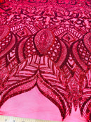 ROYALTY SEQUIN DAMASK ON STRETCH MESH FABRIC (By The Yard)
