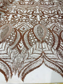 ROYALTY SEQUIN DAMASK ON STRETCH MESH FABRIC (By The Yard)