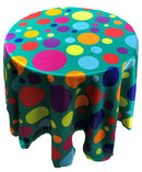 ROUND TABLECLOTH MULTI COLOR POLKA DOT SATIN