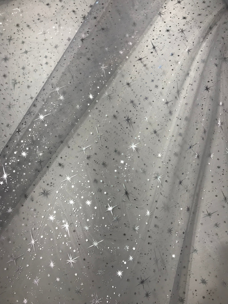 58" SQUARE FOIL STARS TABLECLOTH