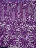 Feather Damask Shiny Sequin Design on a 4 Way Stretch mesh Fabric-Prom Night -Sold by The Yard.