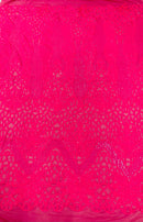 Feather Damask Shiny Sequin Design on a 4 Way Stretch mesh Fabric-Prom Night -Sold by The Yard.