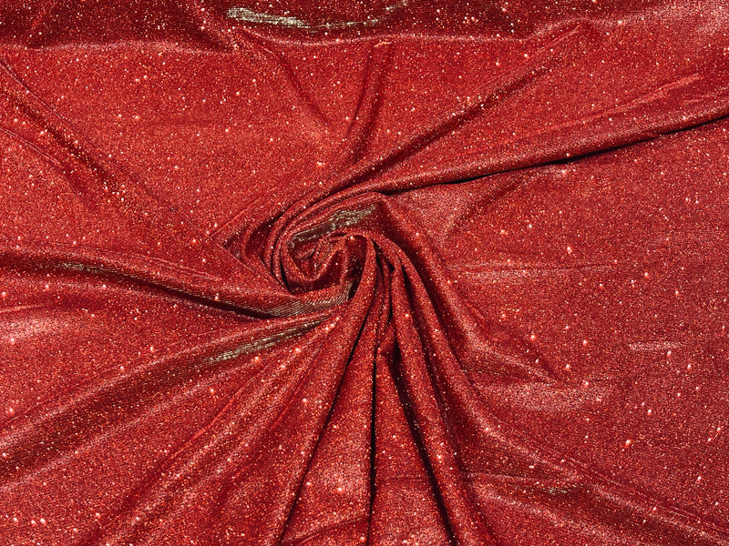 Red/ Orange moon shadow glitter metallic fabric material lame knitted- Sold by the yard.