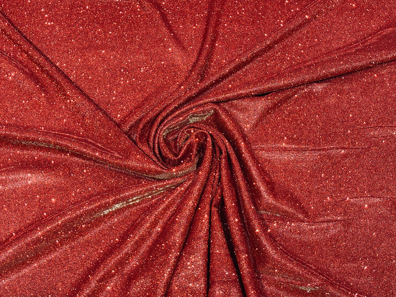 Red/ Orange moon shadow glitter metallic fabric material lame knitted- Sold by the yard.