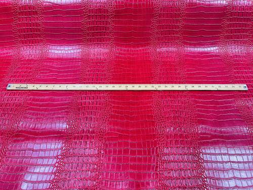Lipstick Red Vinyl Fabric Gator Fake Leather Upholstery, 3-D Crocodile Skin Texture Faux Leather PVC By The Yard (Pick a Size)