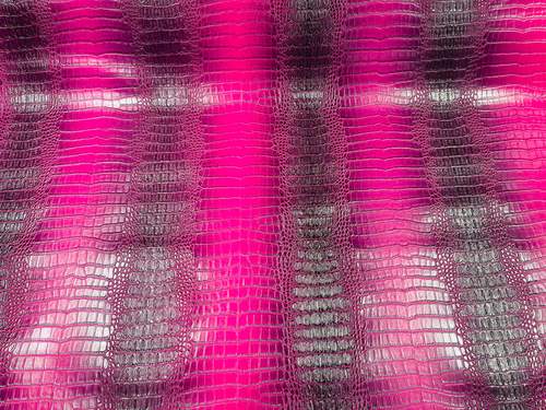 Magenta Vinyl Fabric Gator Fake Leather Upholstery, 3-D Crocodile Skin Texture Faux Leather PVC By The Yard (Pick a Size)