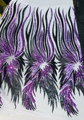 Phoenix sequin design on a 4 way stretch mesh-prom-nightgown-by the yard.