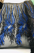 Phoenix sequin design on a 4 way stretch mesh-prom-nightgown-by the yard.