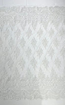 Erin Diamond Beaded Metallic Floral Embroider On a Mesh Lace Fabric-Sold By The Yard