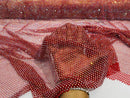 AB RHINESTONES ON A FISH NET FABRIC (By The Yard) - New Creations Fabric & Foam Inc