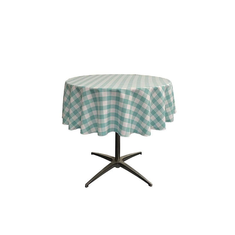 36" Round Tablecloth for 24" Round Small Coffee Table with 6" Drop, Polyester Checkered Gingham Plaid Table Overlay