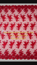 Valentina corded embroider with sequins on a mesh lace fabric-prom-sold by the yard.