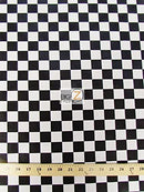 Black White 1 inch Square Checkered Print Poly Cotton Fabric 58"/59" Wide Sold by The Yard - New Creations Fabric & Foam Inc