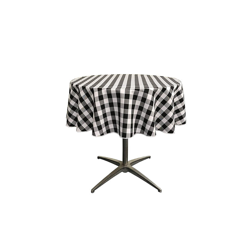 58" Round Tablecloth for 46" Round Small Coffee Table with 6" Drop, Polyester Checkered Gingham Plaid Table Overlay5