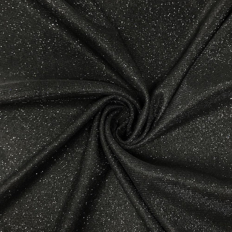 Black moon shadow glitter metallic fabric material lame knitted- Sold by the yard.