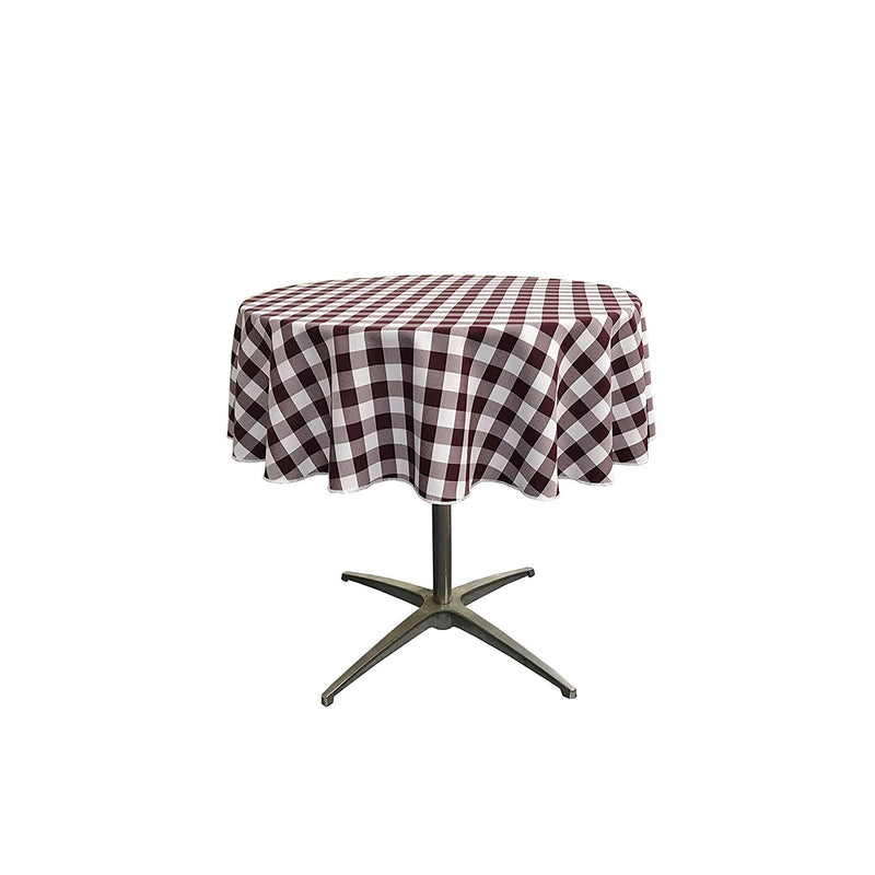 48" Round Tablecloth for 36" Round Small Coffee Table with 6" Drop, Polyester Checkered Gingham Plaid Table Overlay