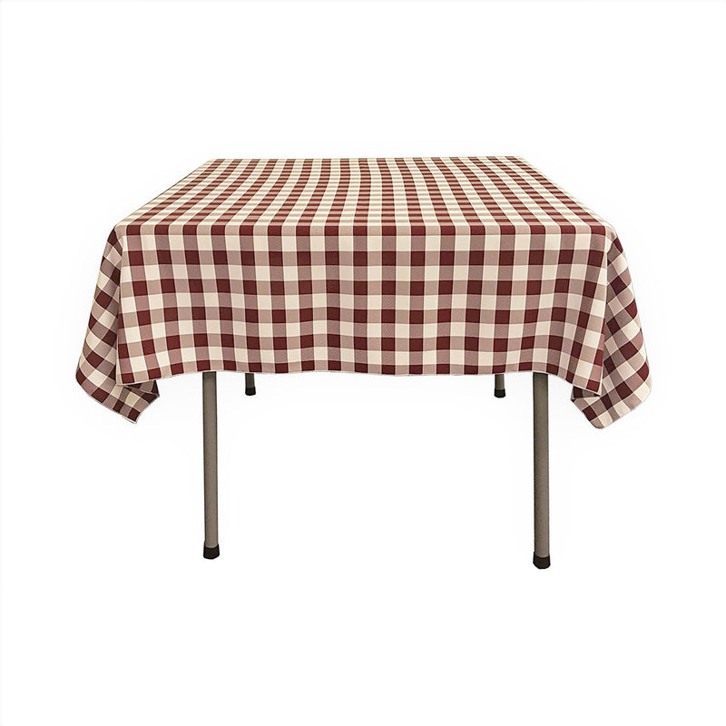 48" x 48" Square Tablecloth for 36" Square Small Coffee Table with 6" Drop, Polyester Checkered Gingham Plaid Table Overlay