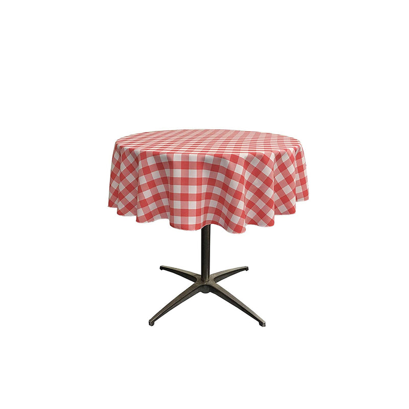 54" Round Tablecloth for 42" Round Small Coffee Table with 6" Drop, Polyester Checkered Gingham Plaid Table Overlay